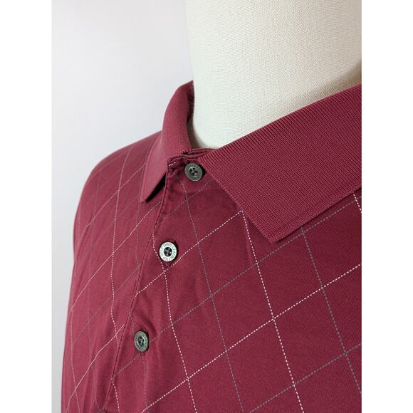 Jos A Bank Leadbetter Golf Mens XL Polo Shirt Maroon Red Argyle Heavy Athletic - Picture 5 of 9